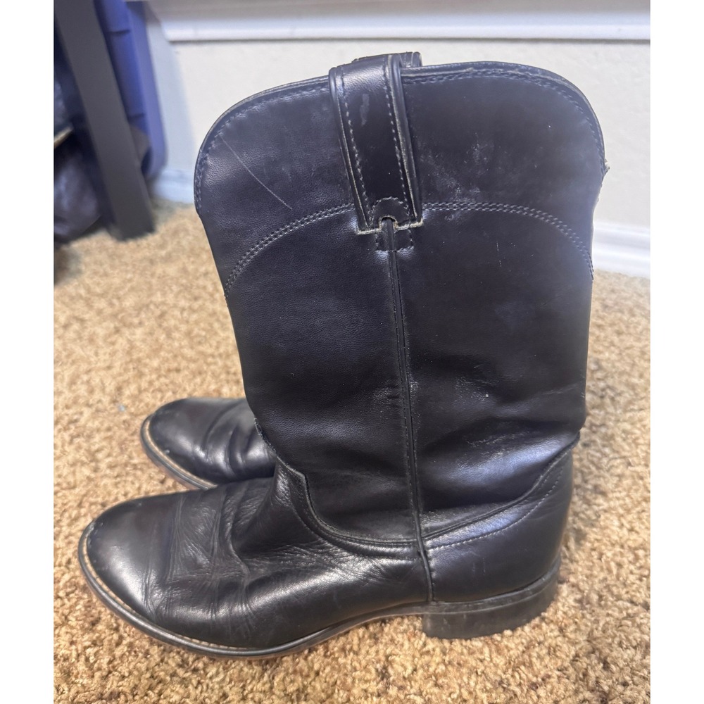 Laredo Black Leather Western Roper Boots Womens 8 Mens 6.5 7902 Made in USA